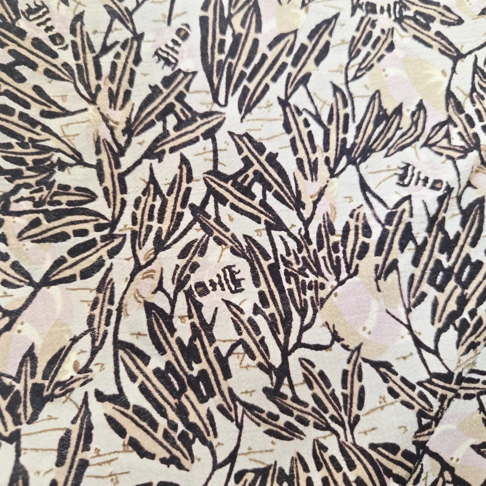 FLAX By Jeanne Englehart Botanical Tropical Print Short Sleeve Blouse Medium - Picture 5 of 6